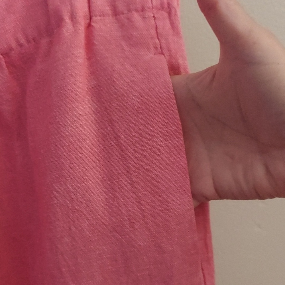 JONES NEW YORK 2X Pink Plus Size Pull On Chambray Linen Capri Pants - Picture 6 of 11